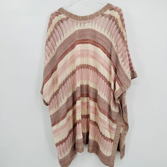 Chico’s Size Large/XL Pink Shimmer Shine Stripe Ruana Wrap Cardigan - Picture 11 of 11